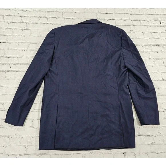 Ermenegildo Zegna Windowpane Sport Coat Jacket Double Breasted Blue MENS SIZE 54